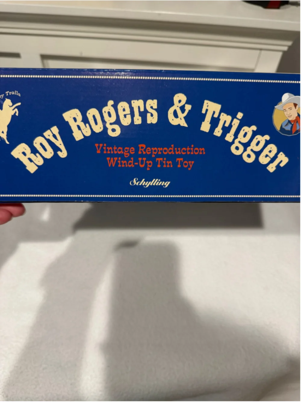Vintage Schylling Roy Rogers & Trigger Win-Up Tin Toy Yellow Red LTD Edition